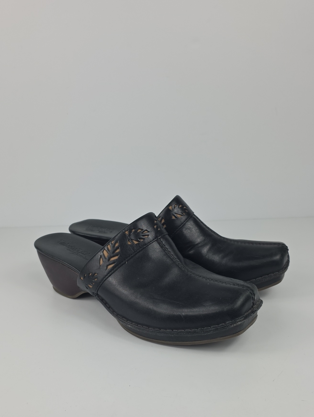 Timberland Heritage Black Leather Mules Women's Clogs Size 10